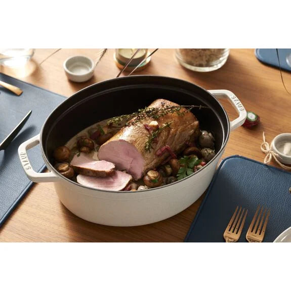 Staub Oval 5.5L / 5.8-Qt White Truffle Cocotte