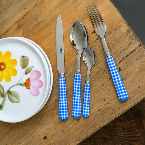 Sabre Vichy Gingham Tea Spoon - Lapis Blue