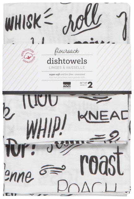 Floursack Dishtowel Set/2 - Kitchen Words Black