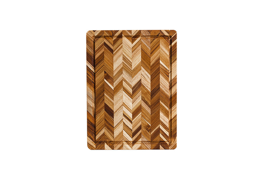 TeakHaus Herringbone Board - Juice Canal and Handgrip - 16x12x1.5"