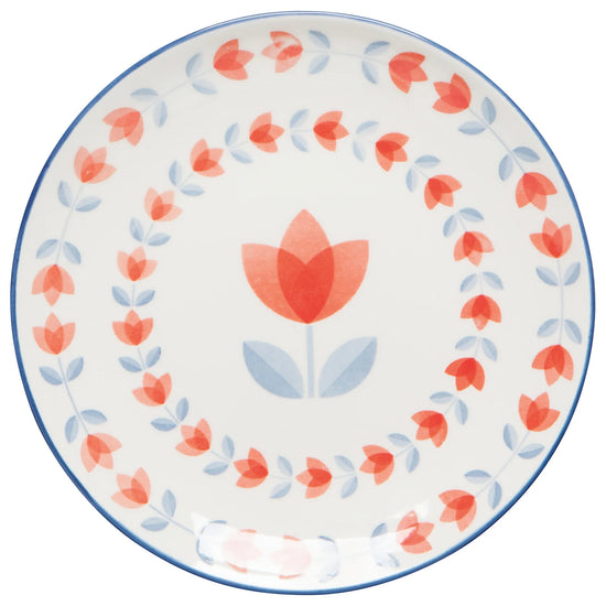 Appetizer Plate - Red Tulip Stamped - 6in