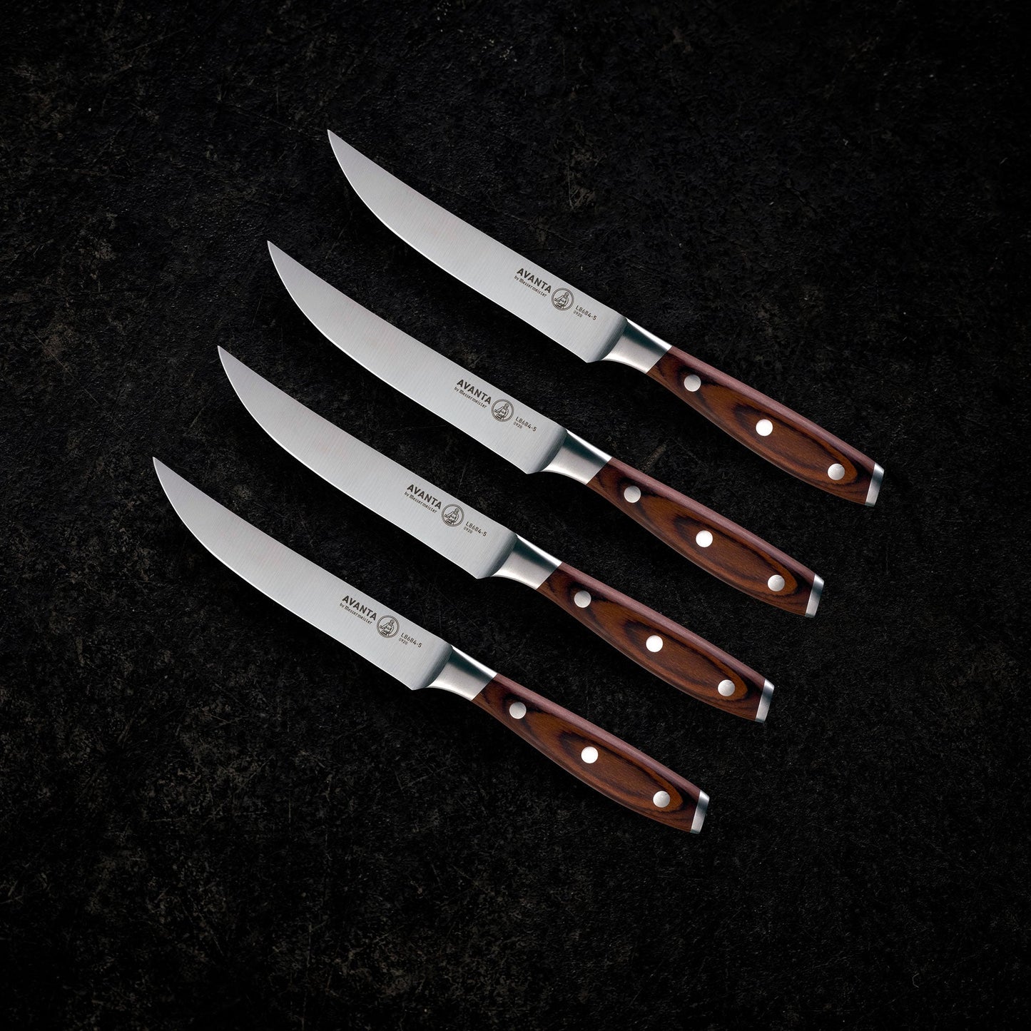 Avanta Fine Edge Steak Knife Set - Pakkawood Handle - 4 Pc