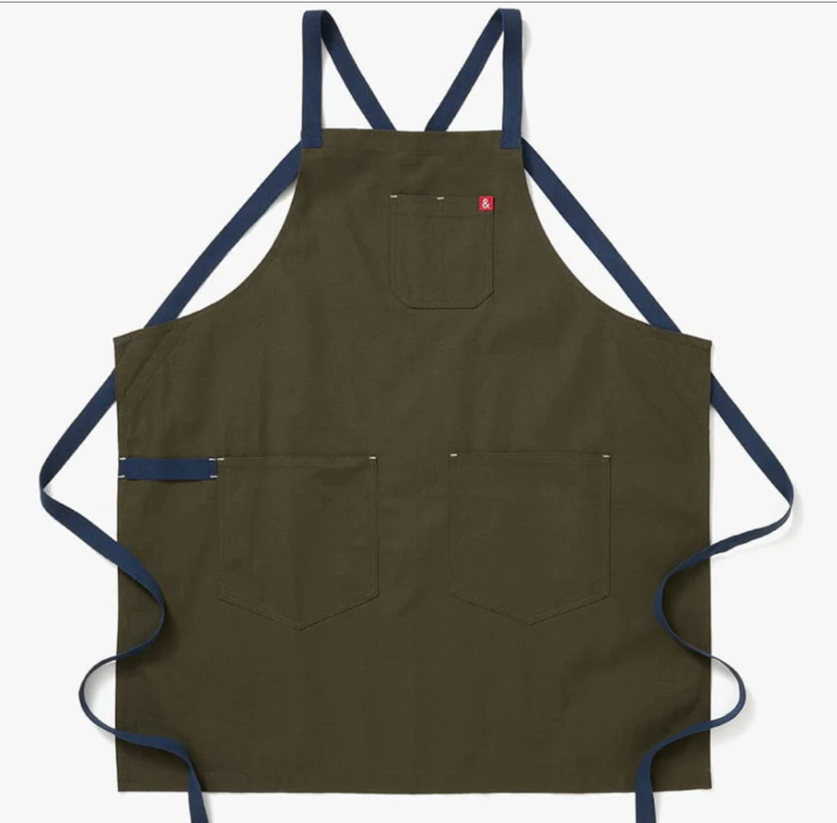 Hedley & Bennett The All Day Crossback Apron - Olive Green Navy Straps