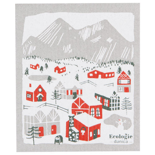 Swedish Dishcloth - Snowy Village