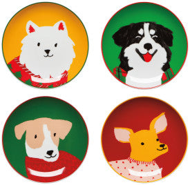 Holiday Hounds Appetizer Plates Set/4