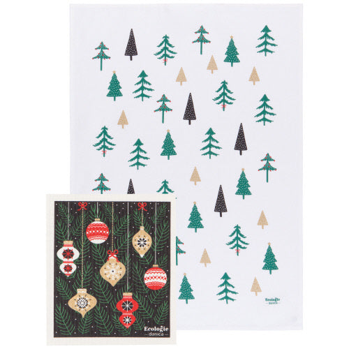 Swedish Dishcloth & Towel Set - Festive Forest