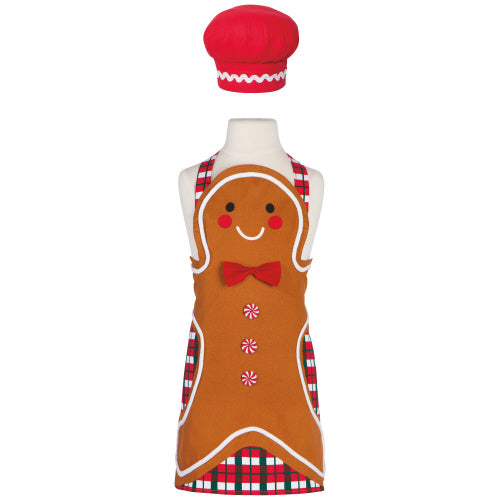 Kids Holiday Apron & Hat Set - Gingerbread Daydream