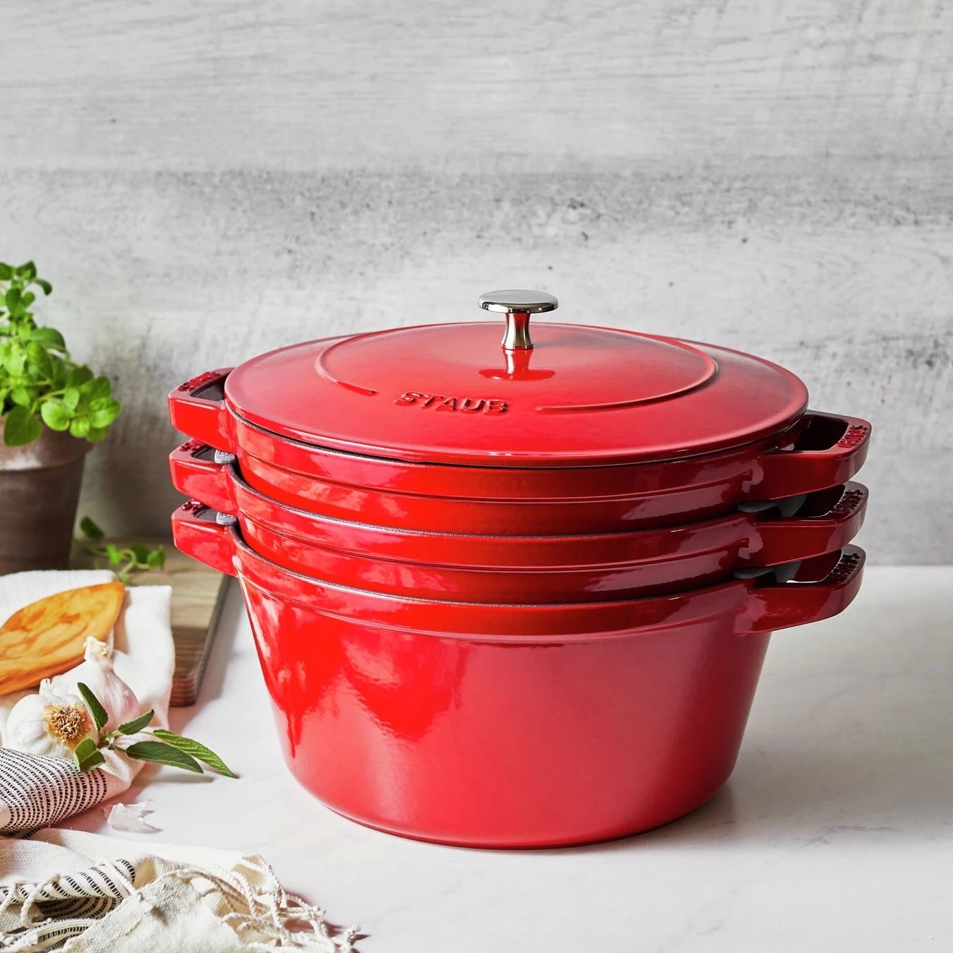 Staub 4pc Stackable Set - Cherry