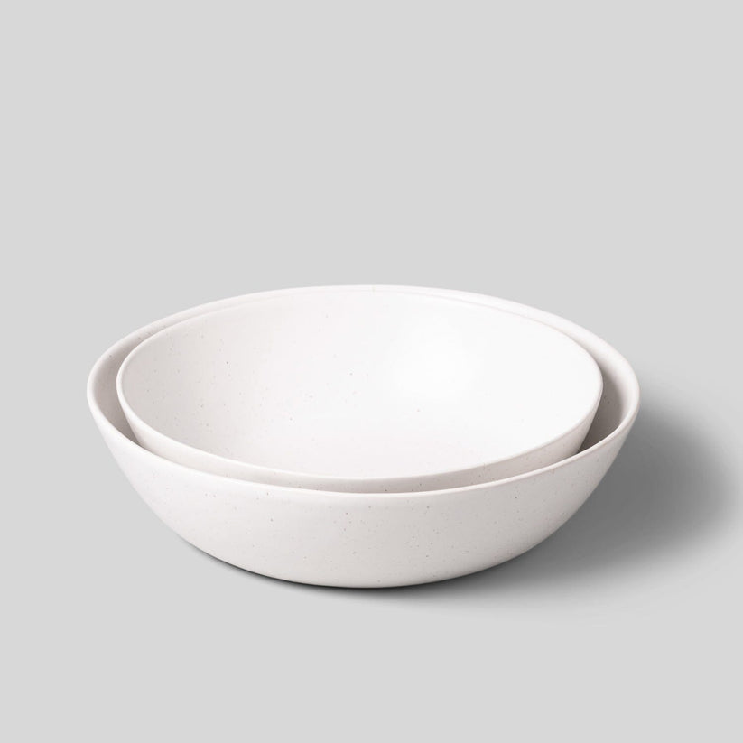 Fable The Low Serving Bowls 2pc - Speckled White