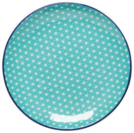 Aqua Stars Stamped Appetizer Plate 6in