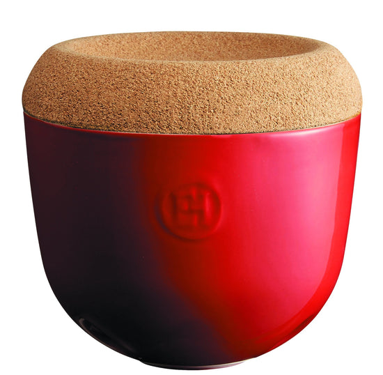 Emile Henry Garlic Pot w Cork Lid - Grand Cru