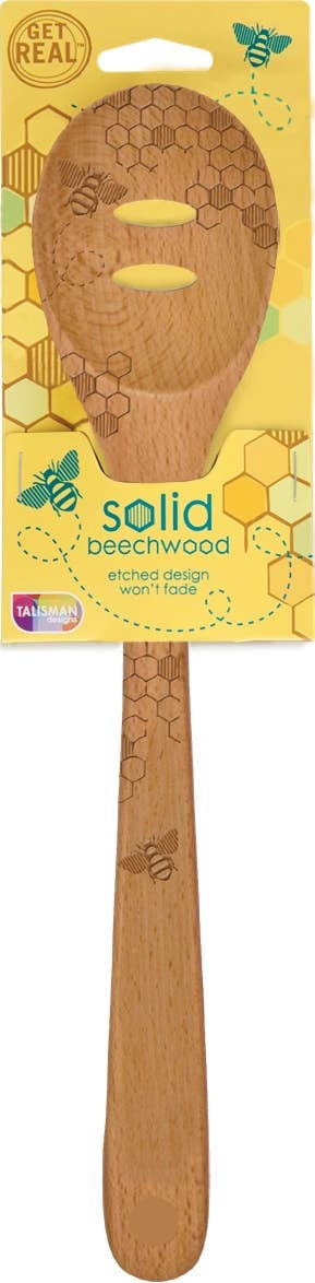 Beechwood Slotted Spoon - Honey Bee