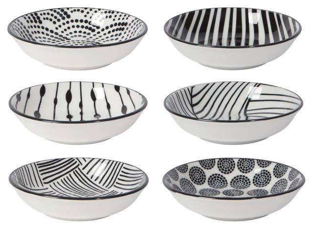 Black Dots Pinch Bowls Set of 6