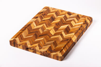 TeakHaus Herringbone Board - Juice Canal and Handgrip - 16x12x1.5"